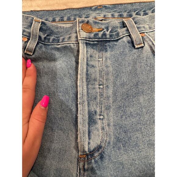 Goldsign Cropped Low Slung Medium Wash Jeans 30 Waist Marled Blue - Picture 3 of 10